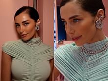 Carlos Sainz’s girlfriend elevates style quotient in a teal gown and Ariana Grande x Swarovski jewelry