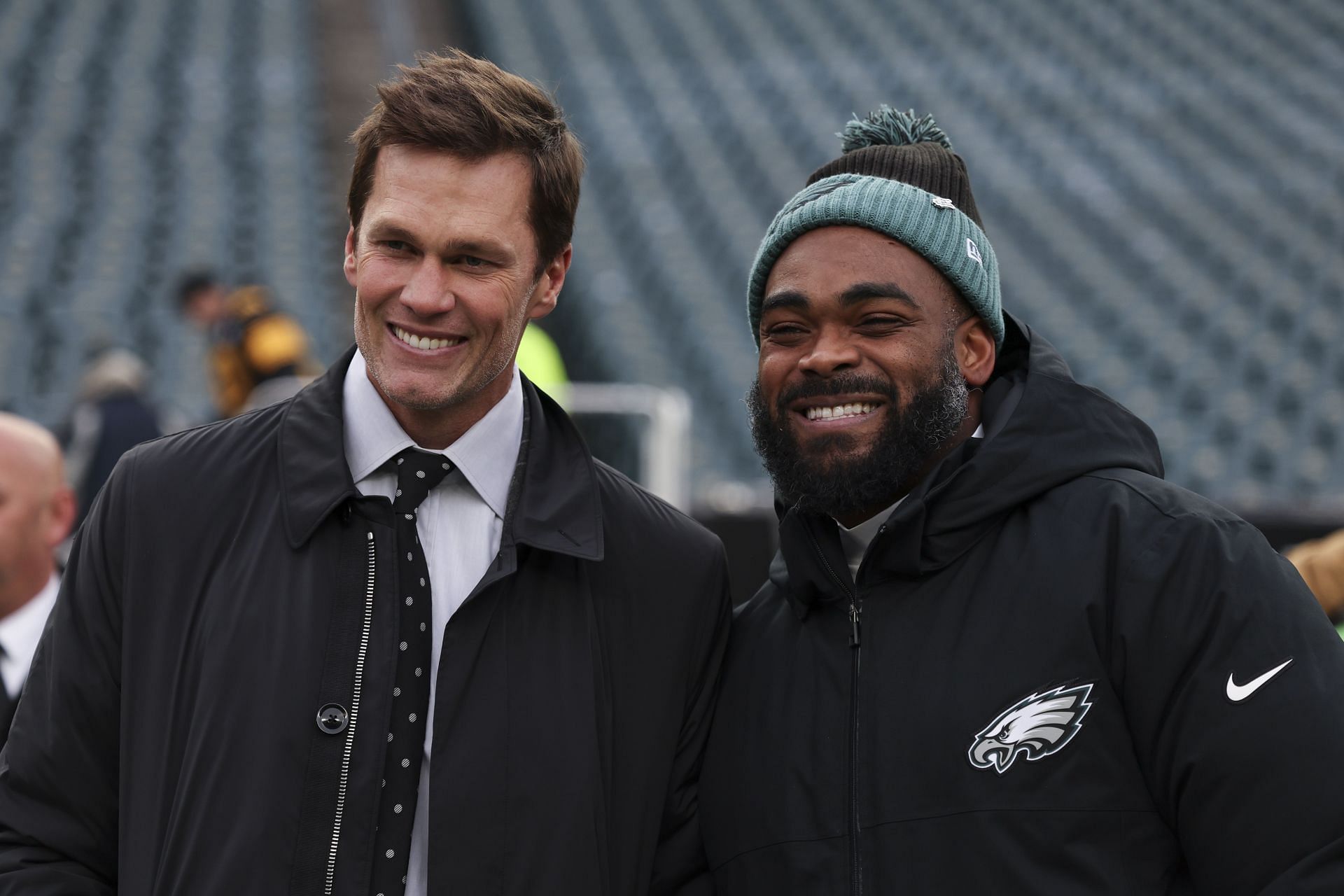 Tom Brady, left, Brandon Graham, right, during Pittsburgh Steelers v Philadelphia Eagles - Source: Getty