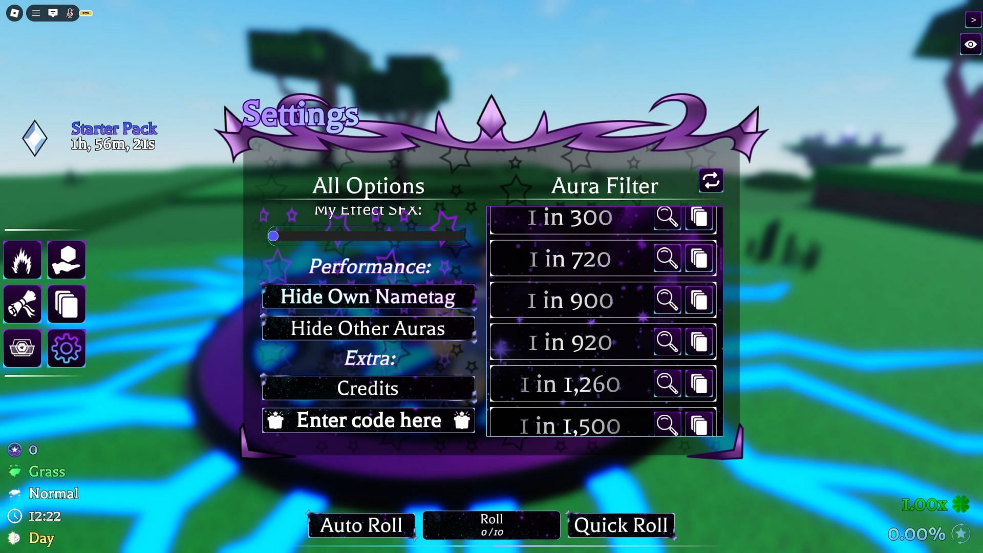 Redeem codes in Astral RNG (Image via Roblox)