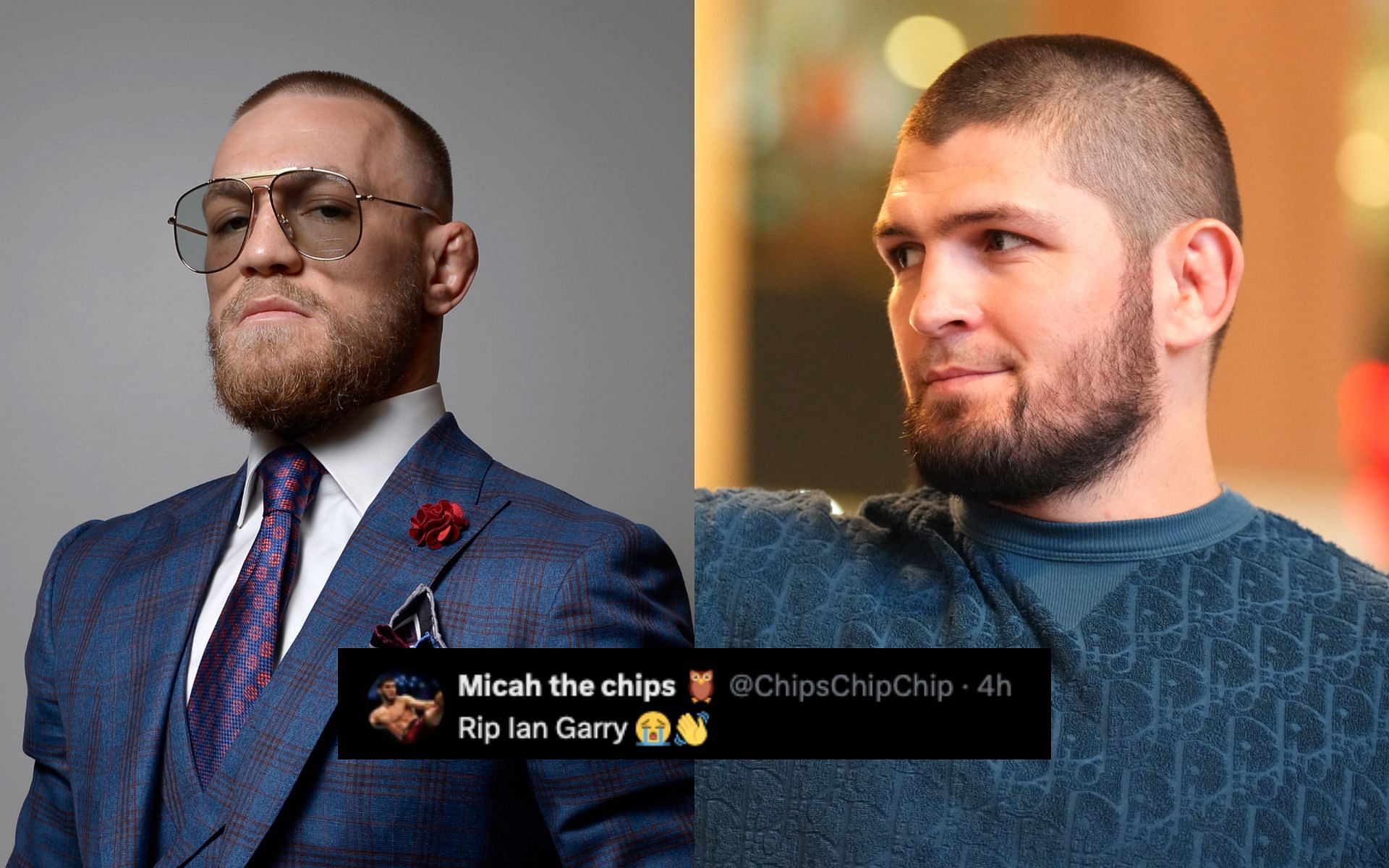 Fans on Khabib Nurmagomedov (right) slamming Conor McGregor