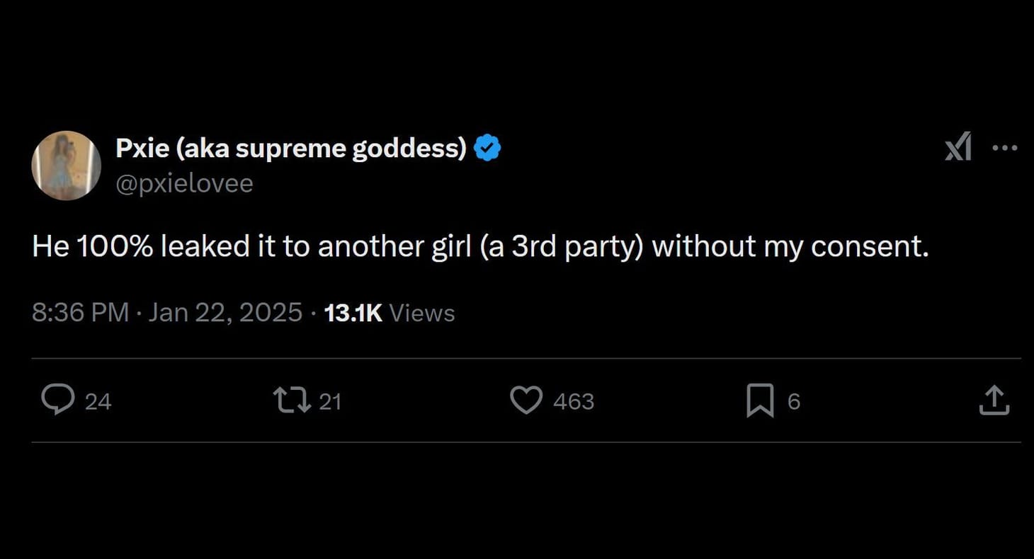 Pxie claims Destiny "100% leaked" her explicit imagery to another girl