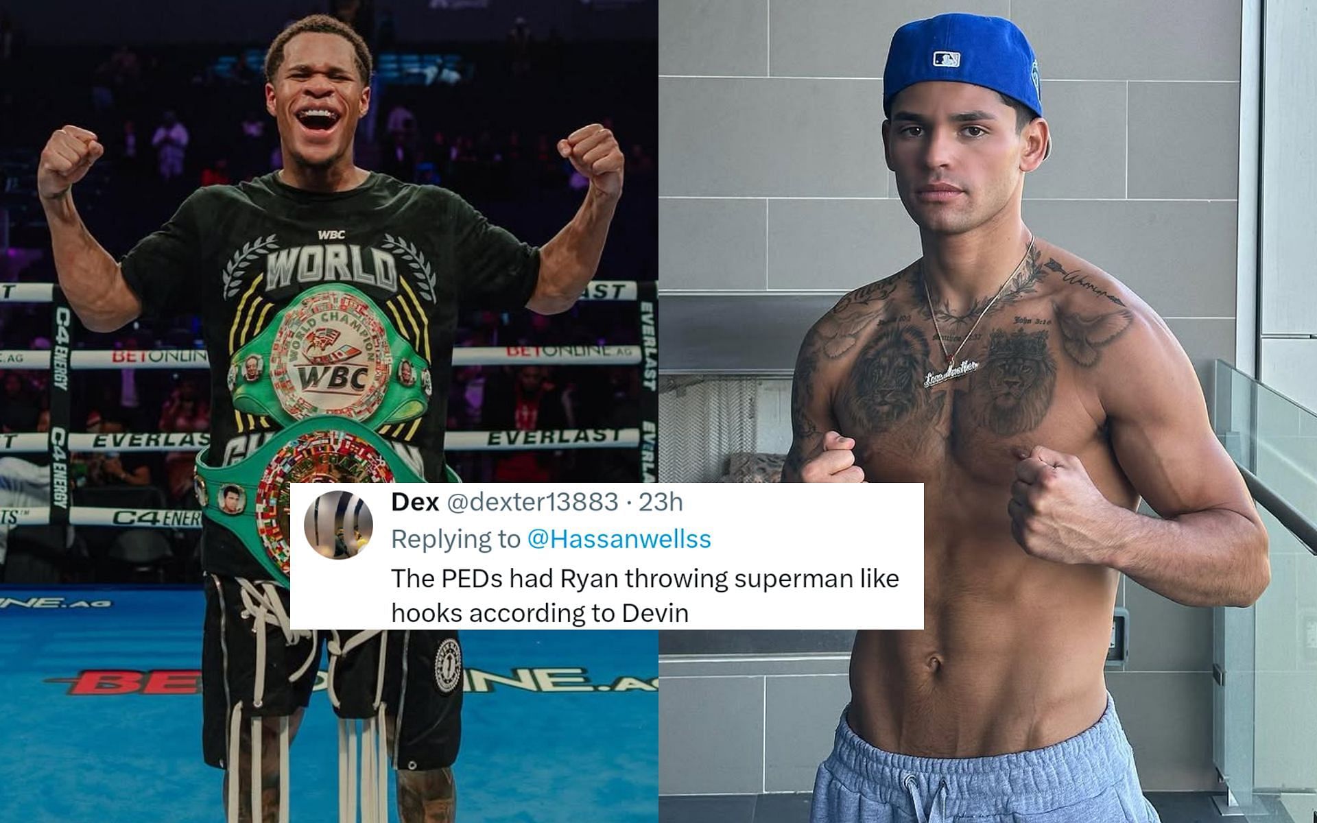 Fans slam Devin Haney (left) for dismissing Ryan Garcia (lright). [Image courtesy: @kingryan and @realdevinhaney on Instagram]