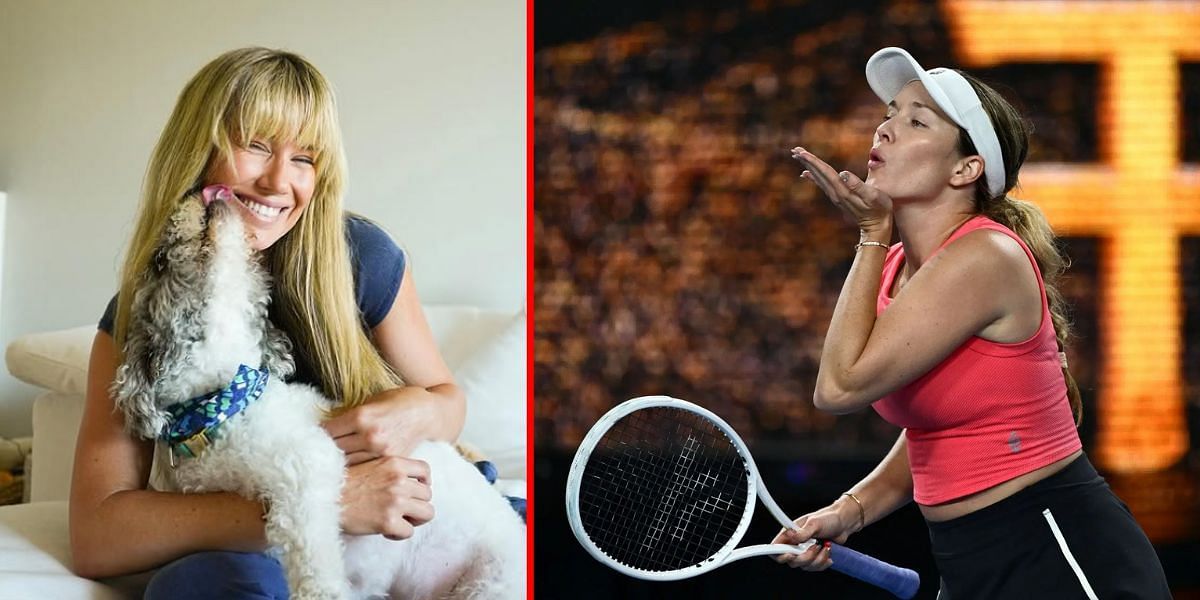 Danielle Collins with her dog Quincy | Instagram @danimalcollins (L) Getty (R)