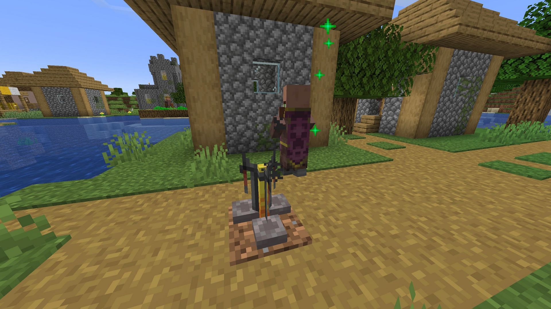 Place the brewing stand near a regular unemployed villager to turn it into a cleric (Image via Mojang Studios)