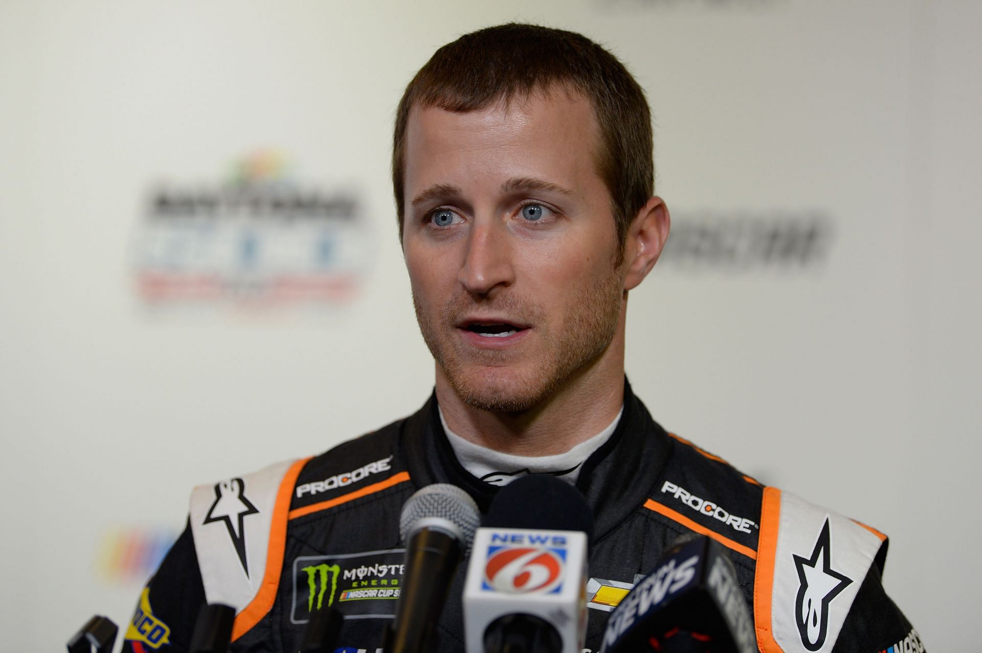 DAYTONA BEACH, FL - FEBRUARY 14:  Kasey Kahne, driver of the #95 Procore Chevrolet, speaks with the media during the Daytona 500 Media Day at Daytona International Speedway on February 14, 2018 in Daytona Beach, Florida.  (Photo by Robert Laberge/Getty Images) - Source: Getty