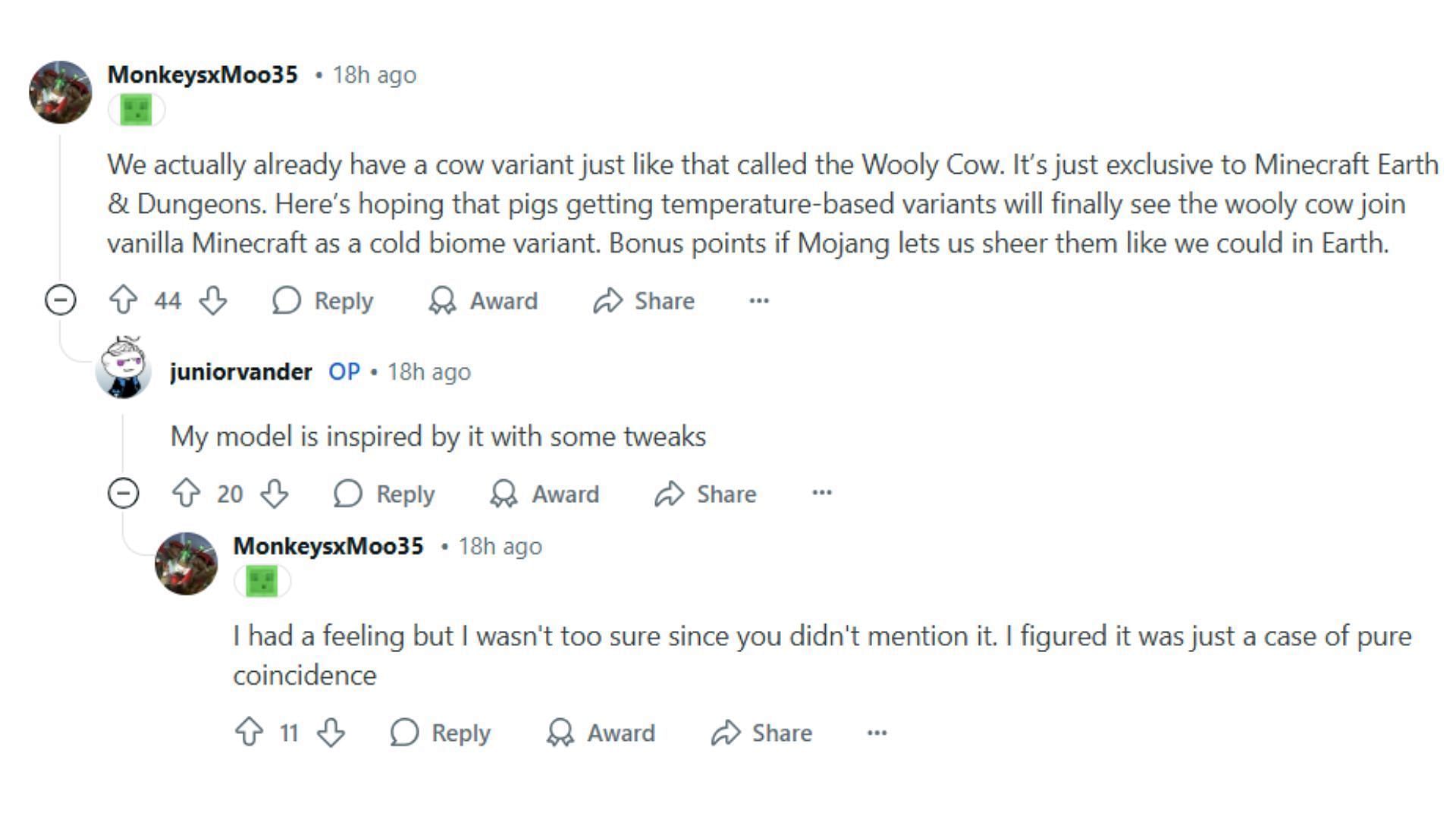 Redditors discuss the spin-off variants of the cow (Image via Reddit/u/juniorvander)