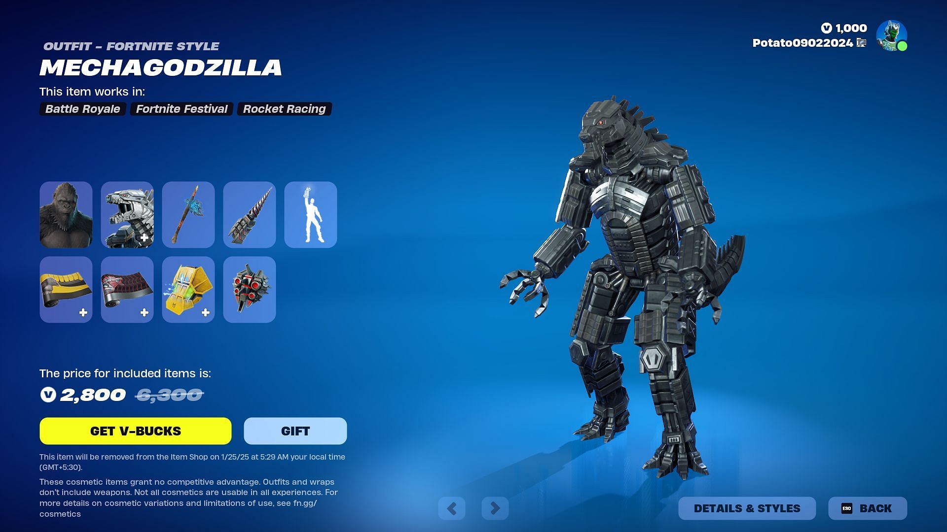 Mechagodzilla and Kong will remain listed until January 25, 2025 (Image via Epic Games)