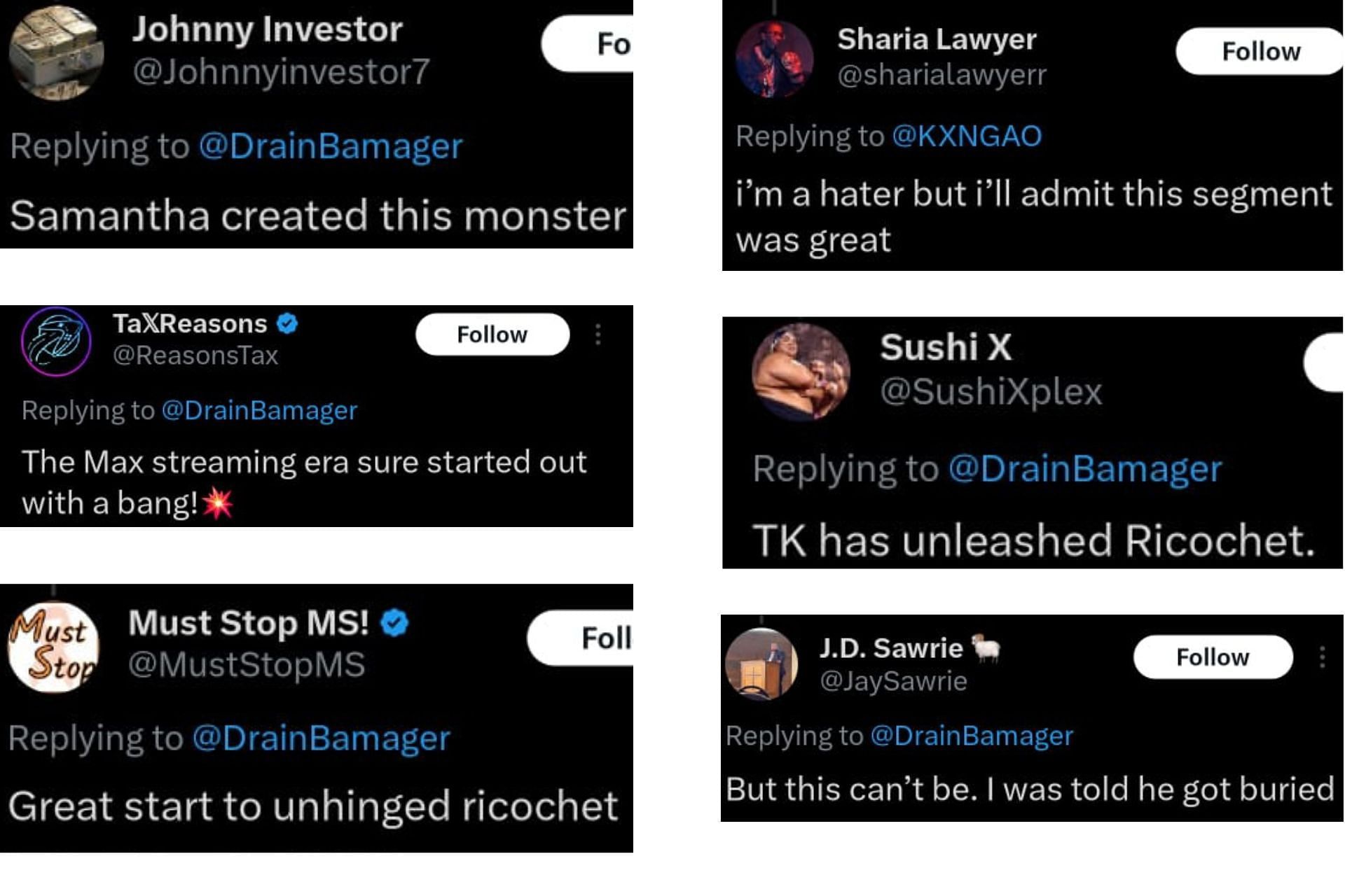 Fans react to Ricochet&#039;s heel turn on Dynamite. [Screengrabs via Drainmaker&#039;s X]