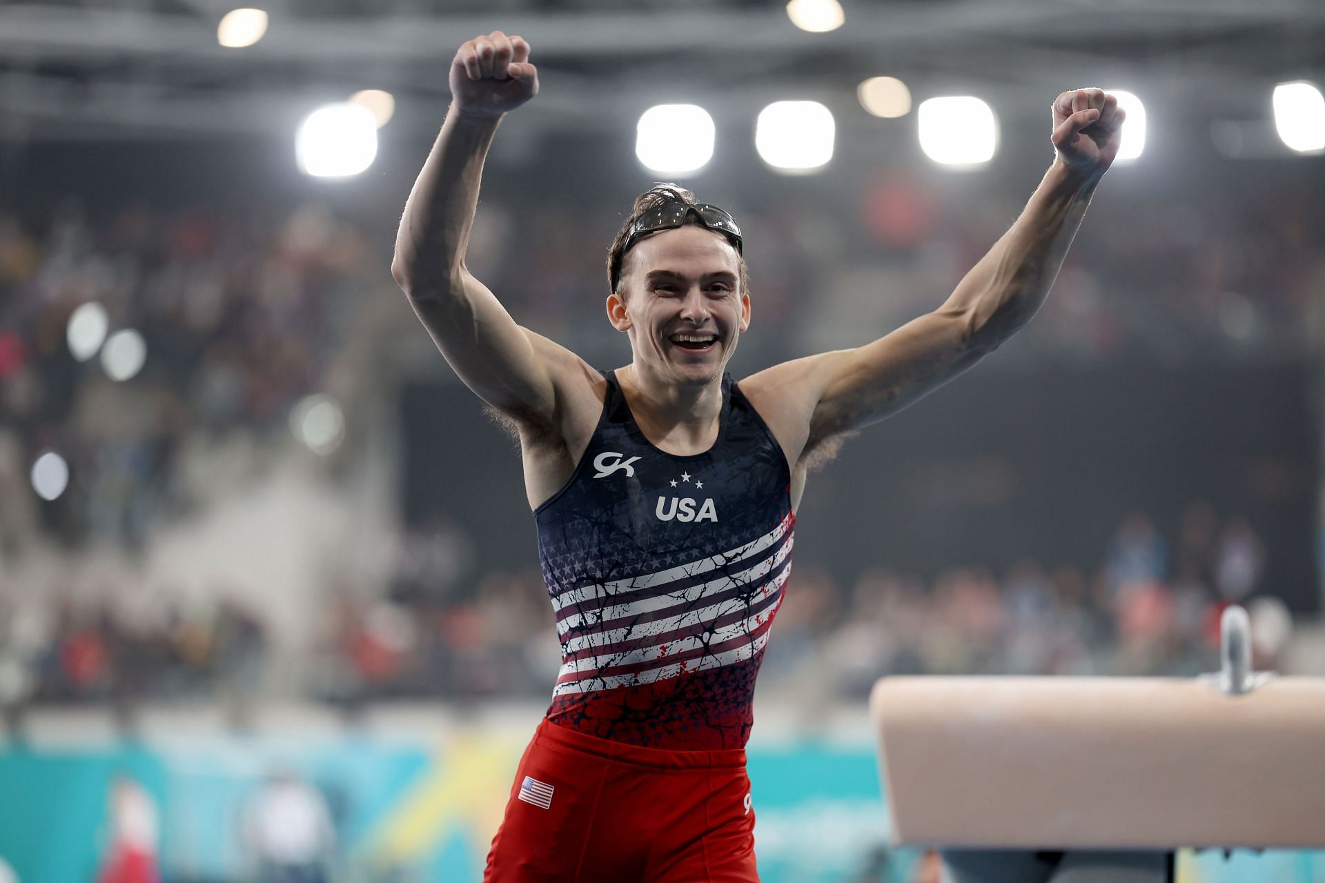 Nedoroscik after competing the team event during the 2023 Pan American Games in Chiles (Image via: Getty Images)