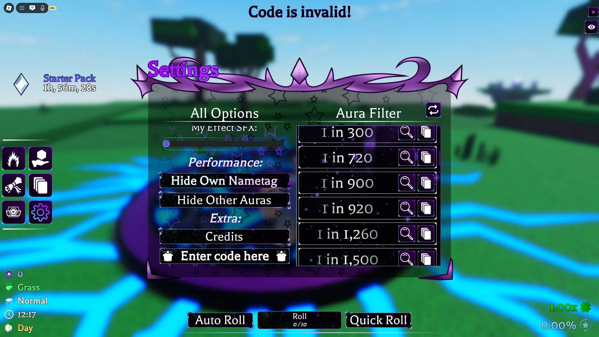 Troubleshoot codes in Astral RNG (Image via Roblox)