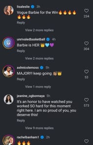 Lisa Leslie, Rachel Banham and others commented on Reese's post