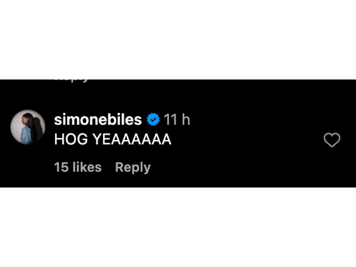 Simone Biles&#039; comment on Instagram