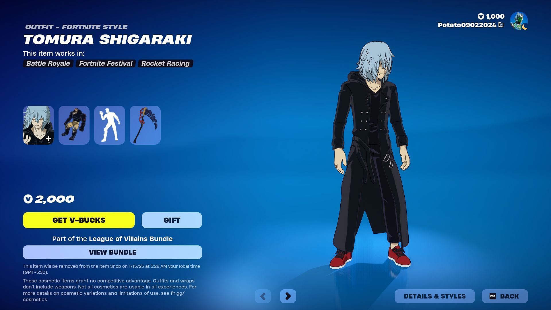 Tomura Shigaraki Pack (Image via Epic Games)