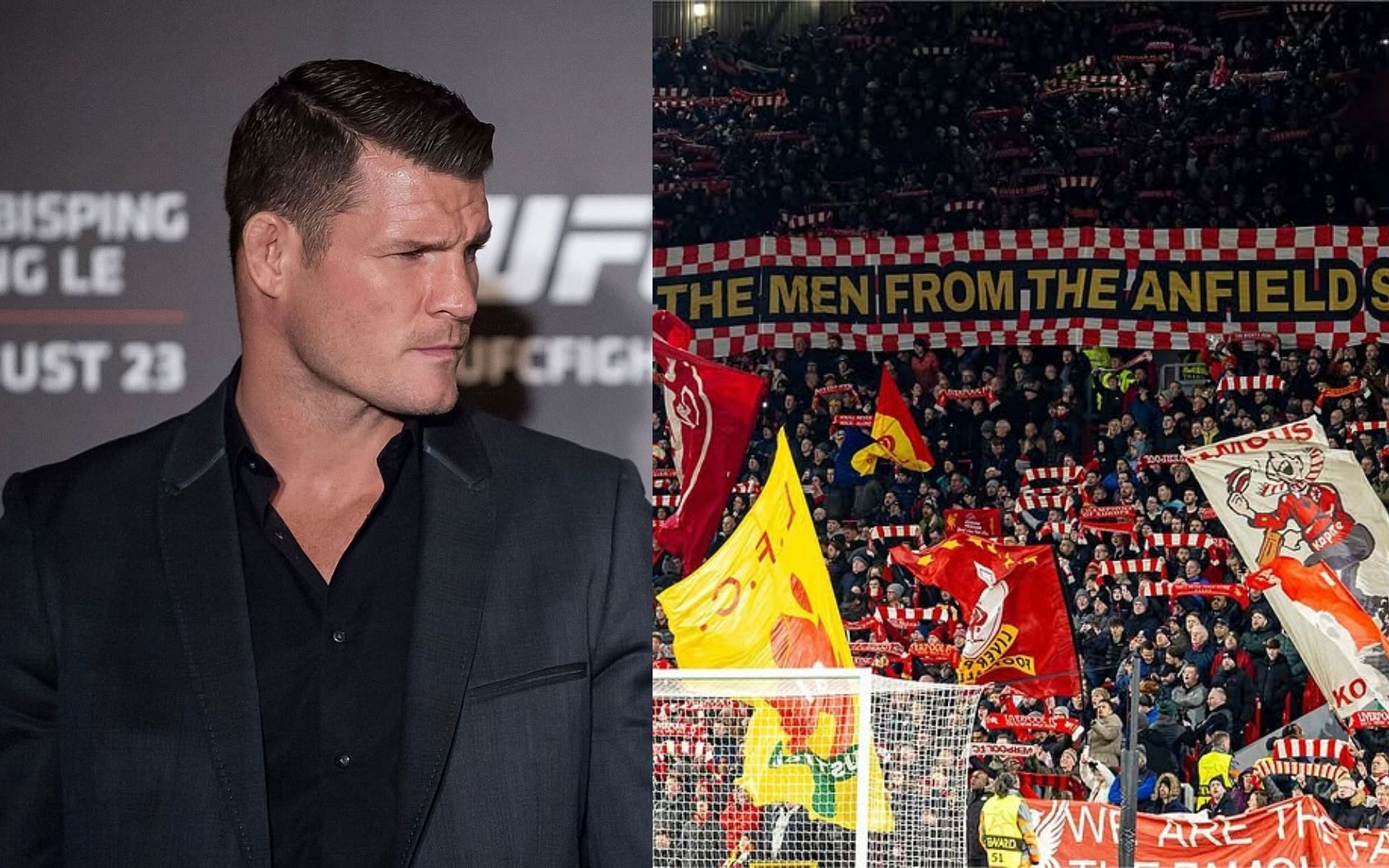 Micheal Bisping was left bored as there were no goals upto the 34th minute mark [Image Courtesy: @thisisanfield and @mikebisping on Instagram]