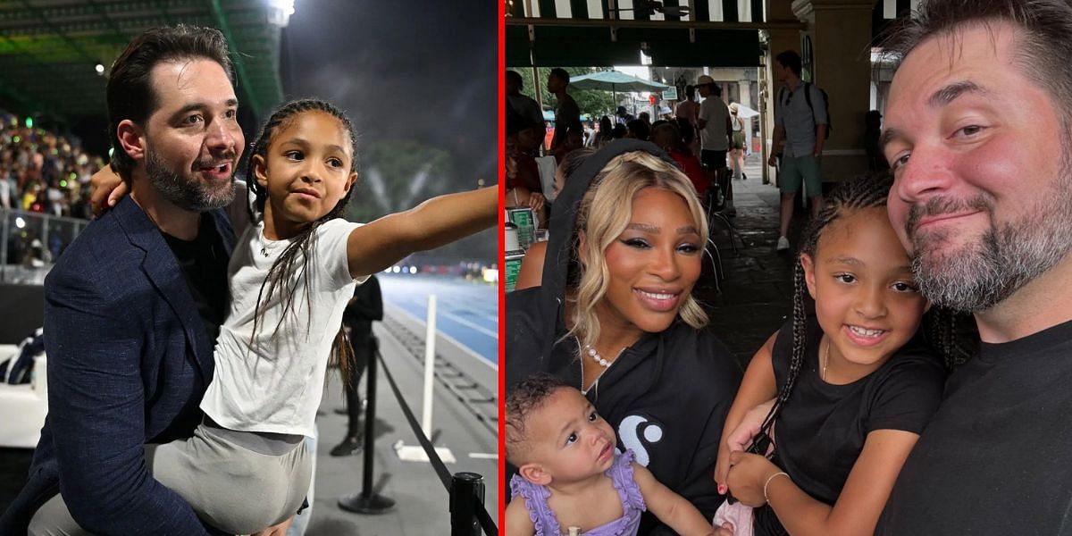 Serena Williams with her family | Getty (L) Instagram @alexisohanian (R)