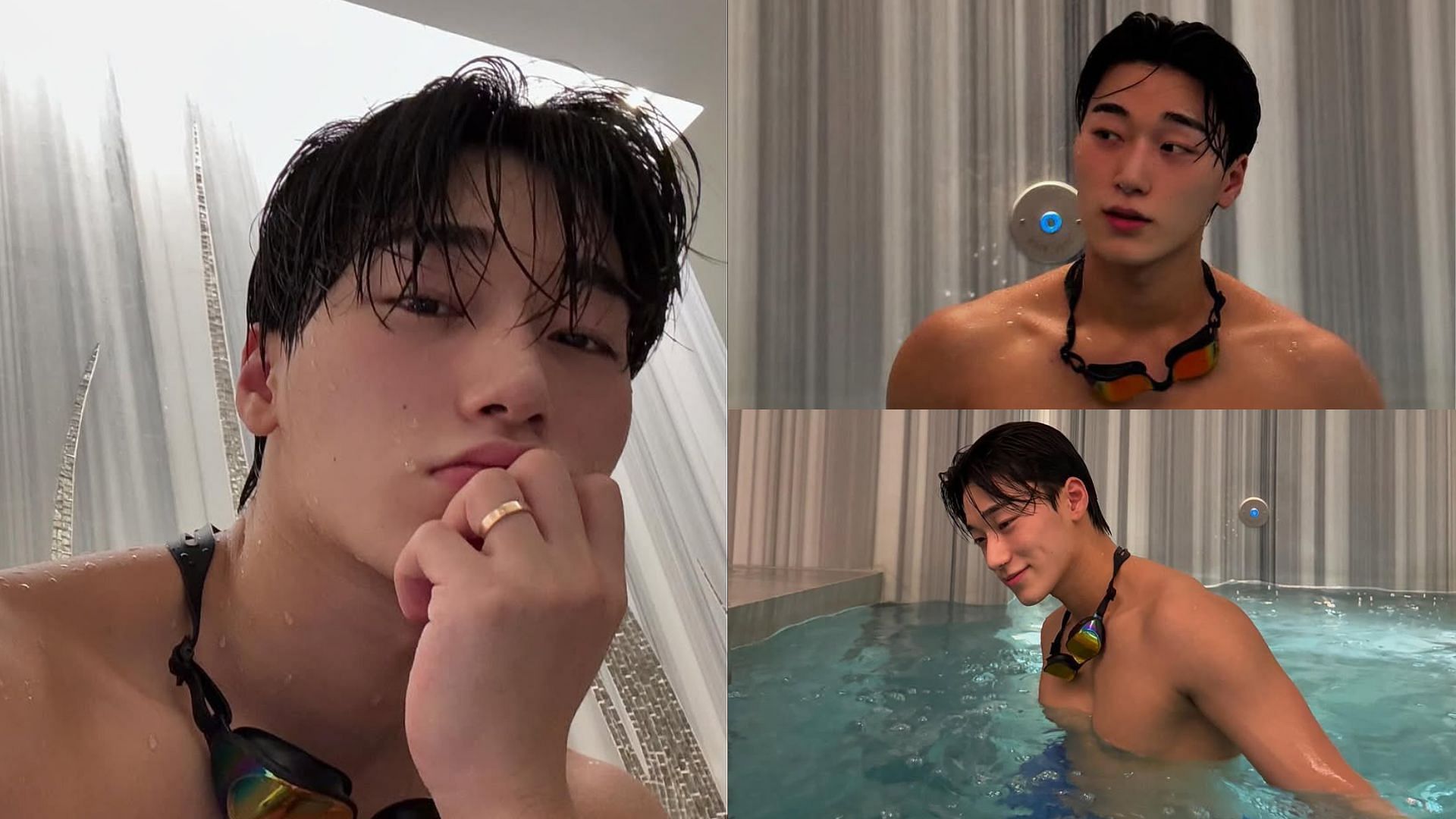 ATEEZ&rsquo;s San&rsquo;s viral hot tub post behind-the-scenes (Images Via Instagram/@choi3an) 