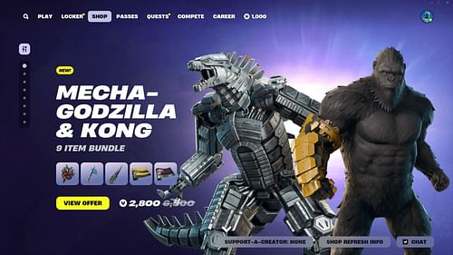 You can now purchase the Mechagodzilla and Kong skins in Fortnite (Image via Epic Games)