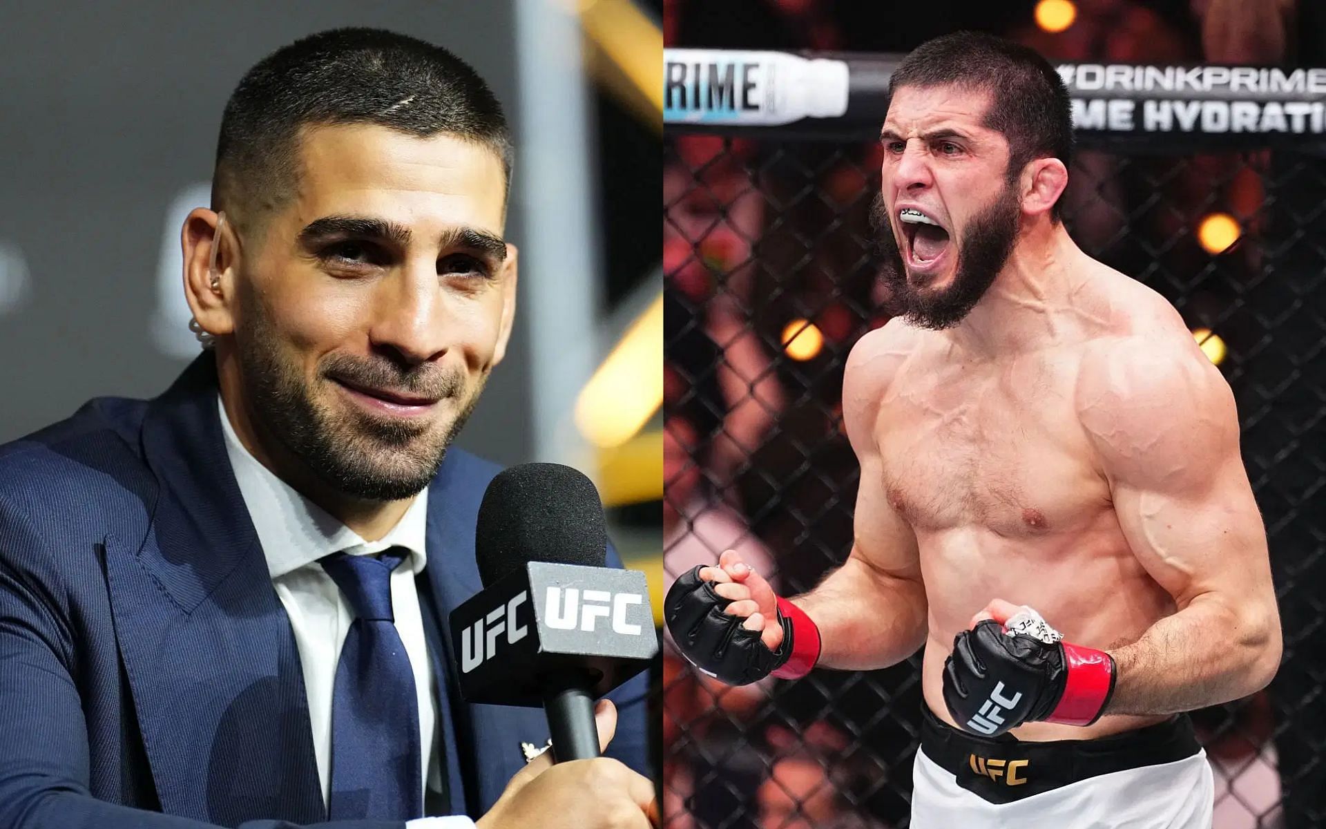 Ilia Topuria (left) sends offer to Islam Makhachev (right) following UFC 311 win [Images courtesy: Getty Images]