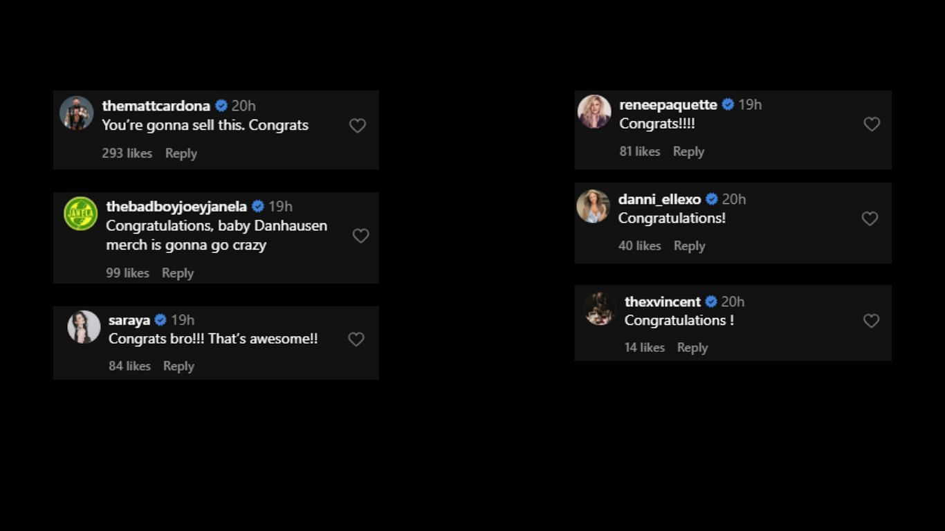 Wrestling stars react to Danhausen&#039;s announcement on Instagram [Source: comments section of Danhausen&#039;s post]