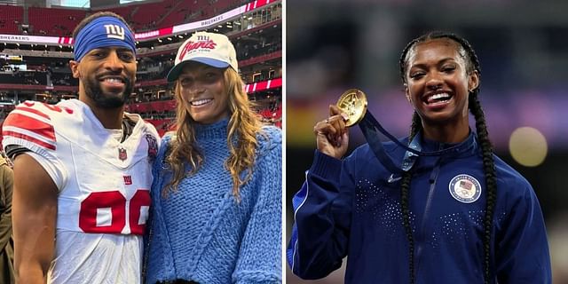 Anna Hall&rsquo;s boyfriend Darius Slayton, Masai Russell and others react to Olympian&rsquo;s glimpses. PHOTO: Instagram - annaa.hall (L), Getty (R)