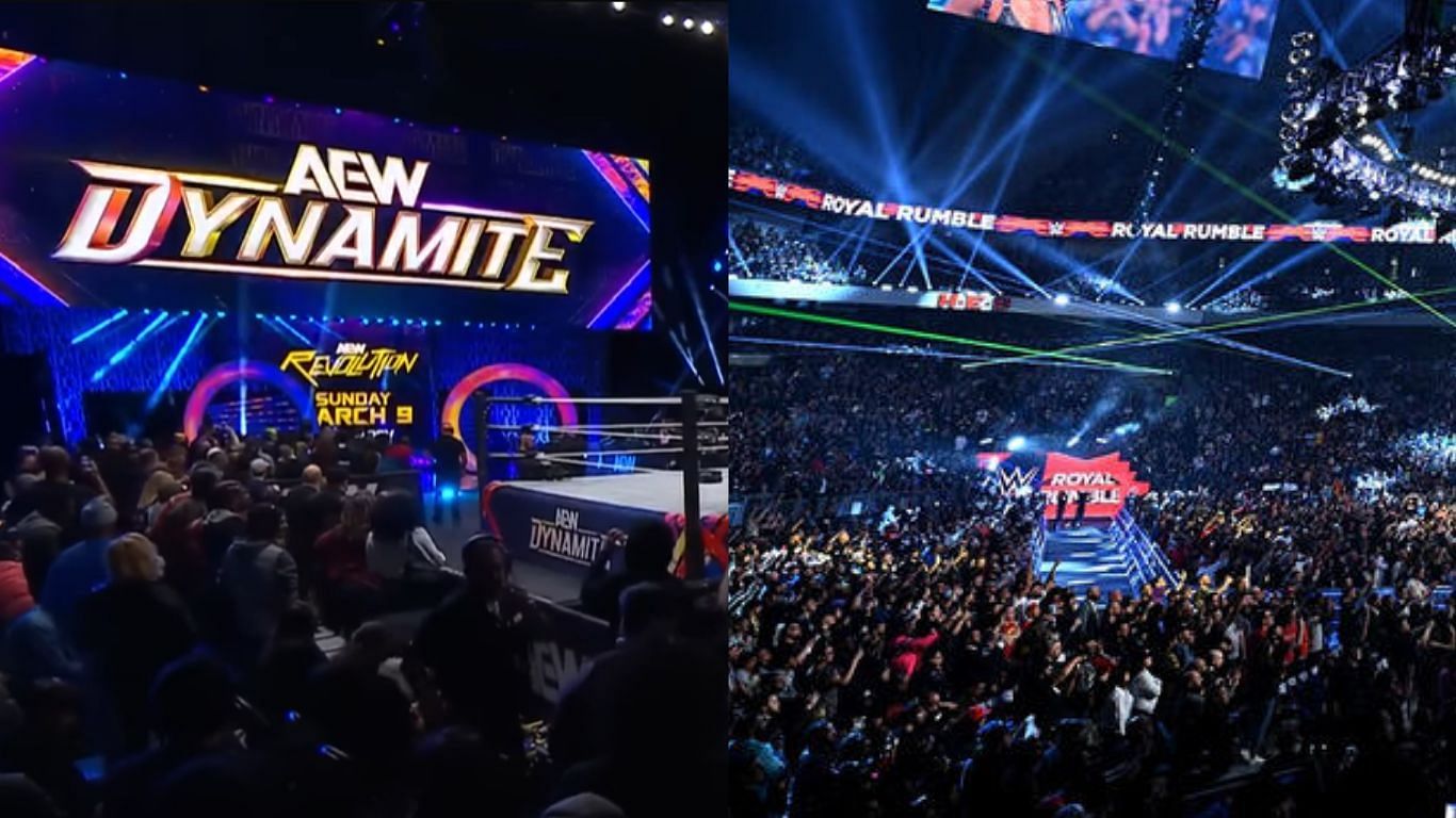 WWE Royal Rumble will take place on February 1st [image source: AEW YouTube, WWE.com]