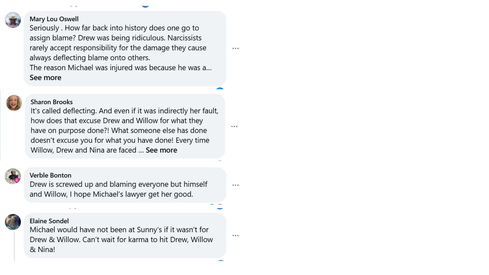 Fan comments discussing Drew&#039;s position (Image via Facebook/@General Hospital Fans-Official)