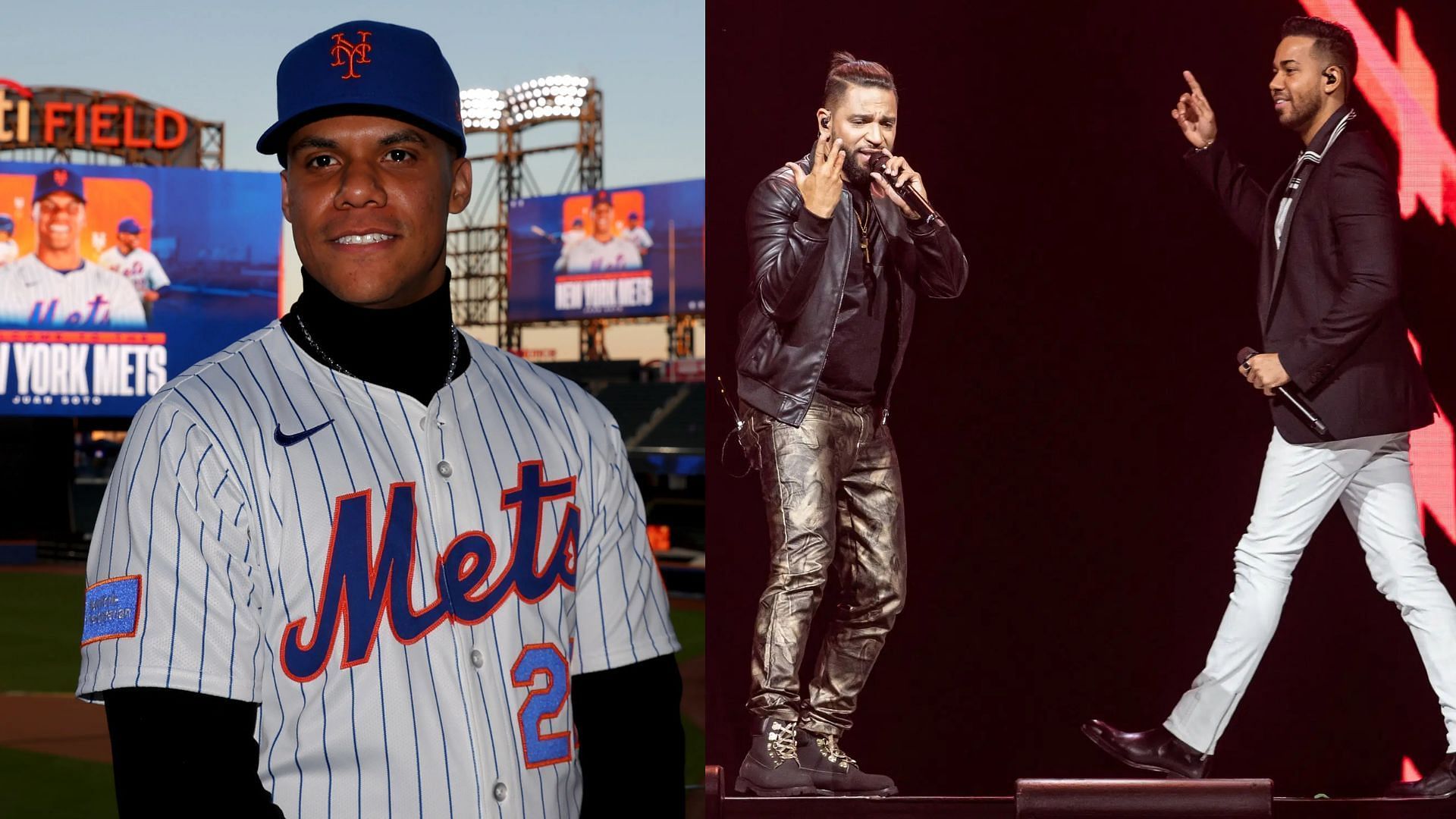 New York Mets superstar Juan Soto seen hanging out with Henry Santos and the other members of Aventura (Photo Source: IMAGN / Getty)