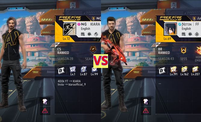 PN Kiara vs Nitin FF Official: किसके Free Fire MAX में बेहतर क्लैश स्क्वाड स्टैट्स हैं?