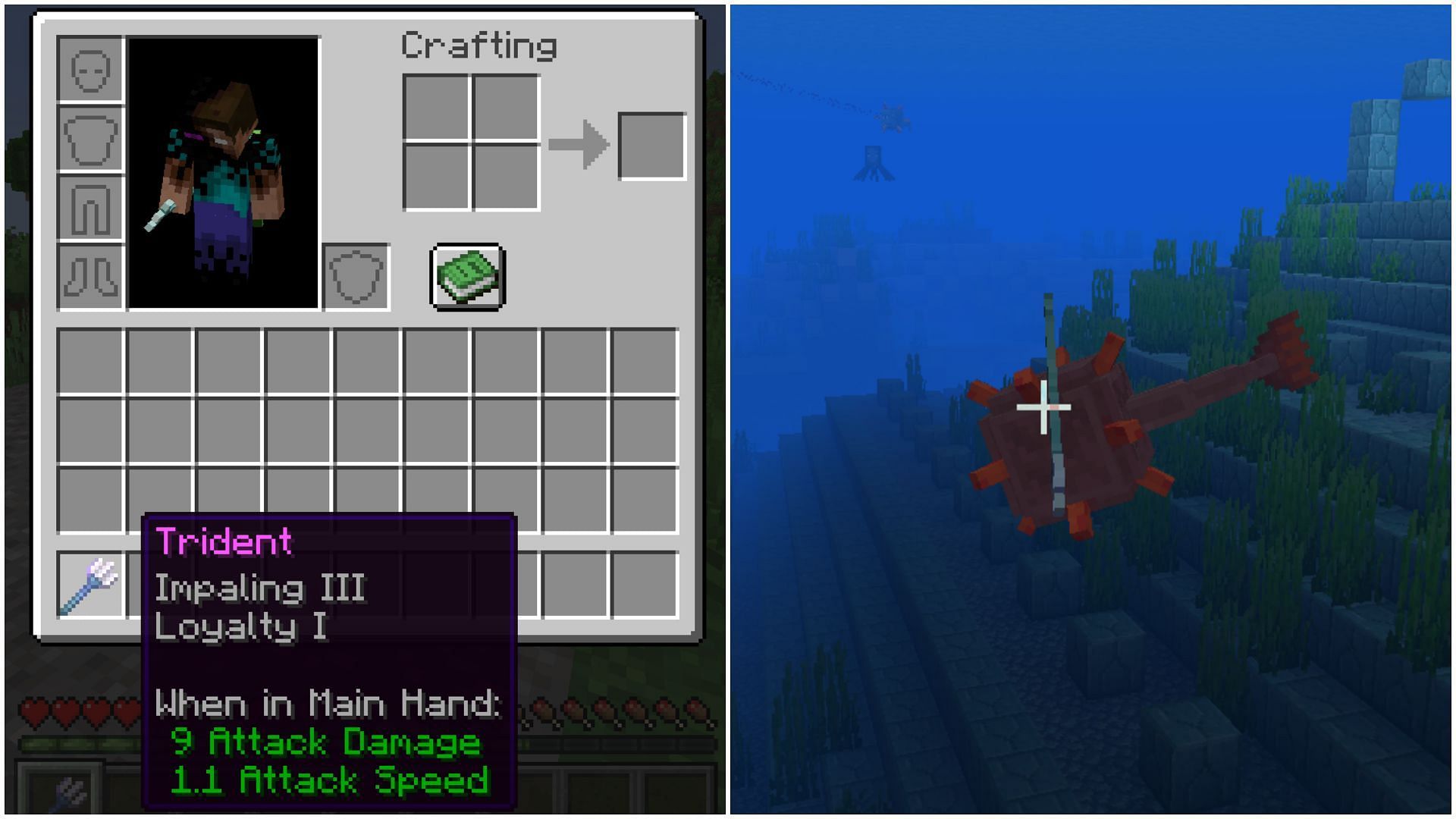 The trident is a brilliant weapon for attacking underwater enemies (Image via Mojang Studios)