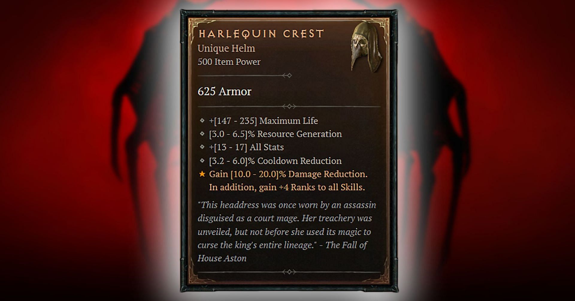 Harlequin Crest Stats (Image via Blizzard Entertainment)