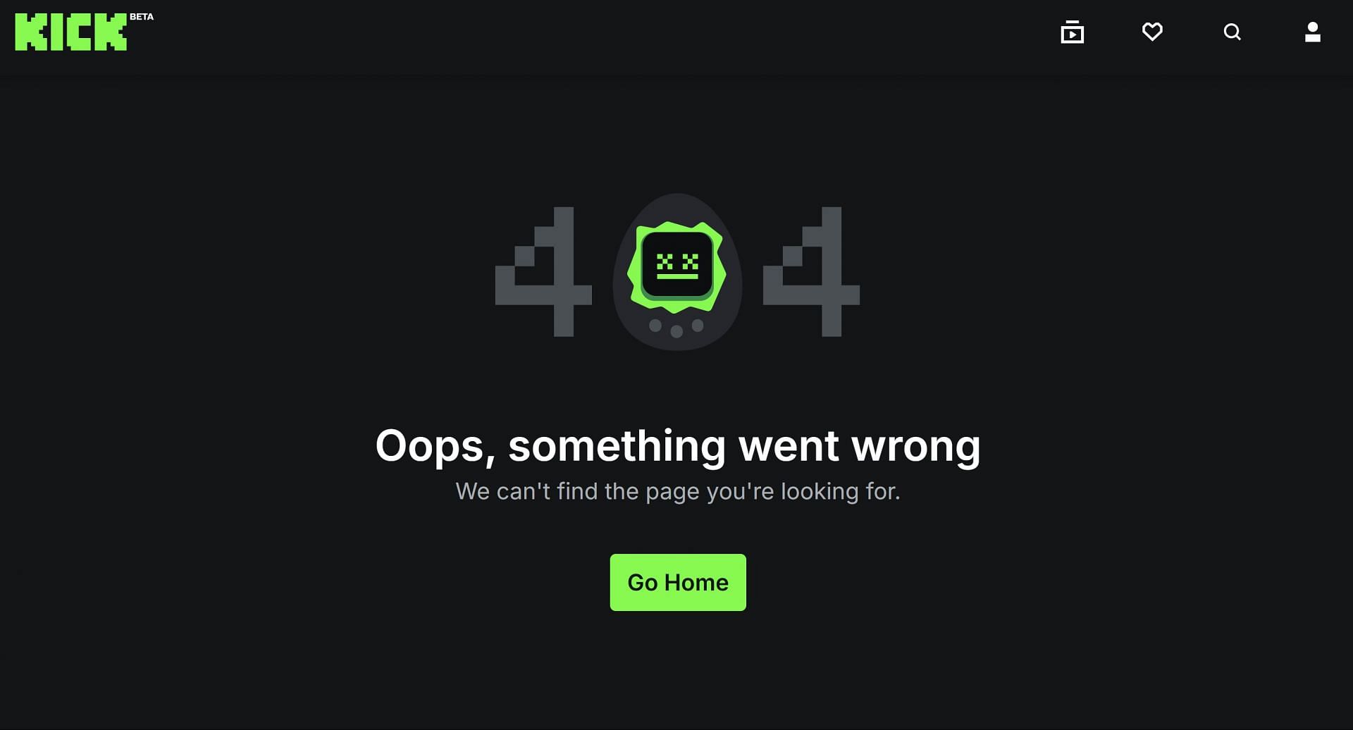 The 404 error message that appeared on Jack Doherty&#039;s official Kick channel on January 19, 2025 (Image via kick.com/jackdoherty)