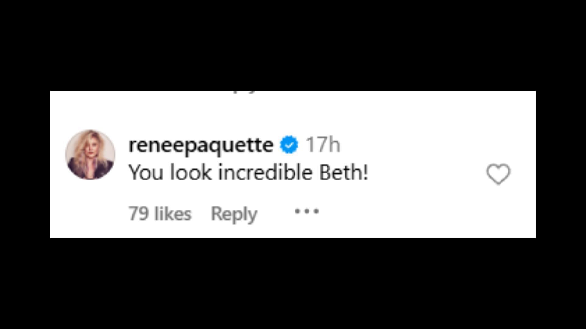 Renee Paquette&#039;s response to Beth Phoenix&#039;s post (Image via Phoenix&#039;s IG)