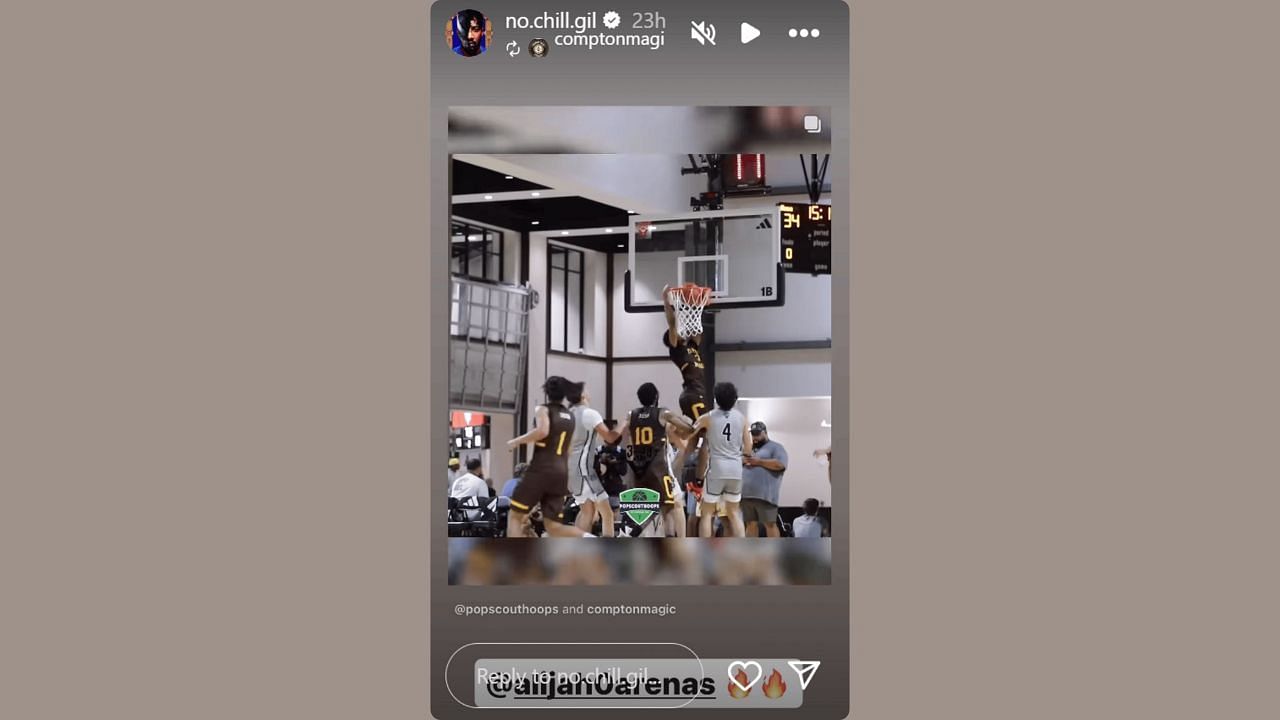 Gilbert Arenas reacts to his son&#039;s performance for Compton Magic. (Credits: @no.chill.gill/Instagram)