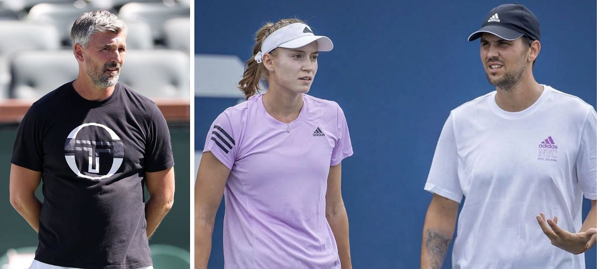 Goran Ivanisevic (L), Elena Rybakina and Stefano Vukov (R) [Image source: Getty]