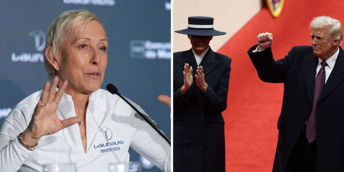 Martina Navratilova (L) and Donald Trump with wife Melania (R); ( Source - Getty Images)