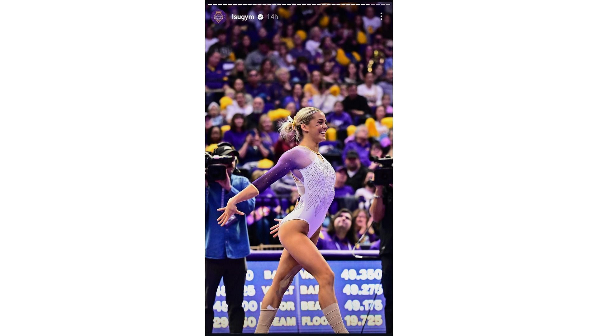 LSU&#039;s Instagram stories post feat Olivia Dunne (Image via: LSU Instagram handle)