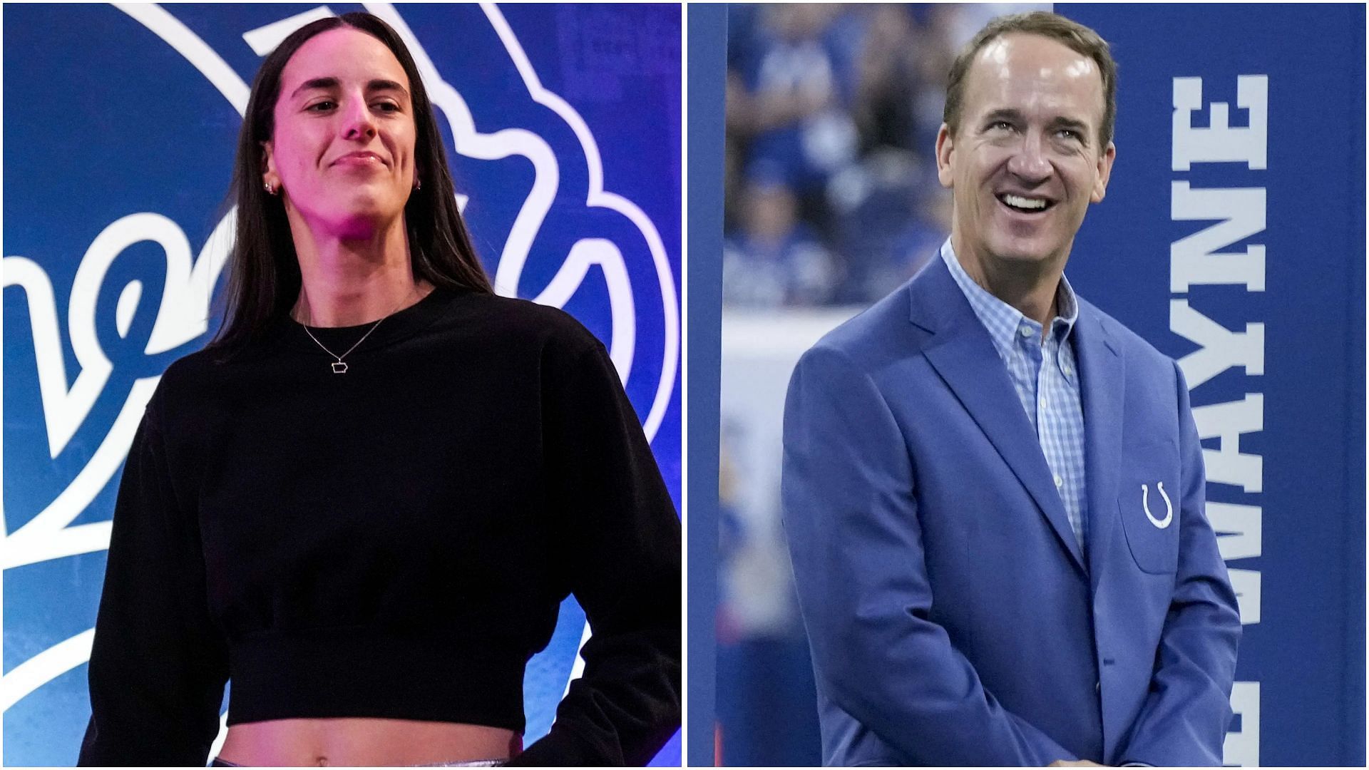 Fans react as Caitlin Clark features in new ad with legendary quarterback Peyton Manning. (Photos: IMAGN)