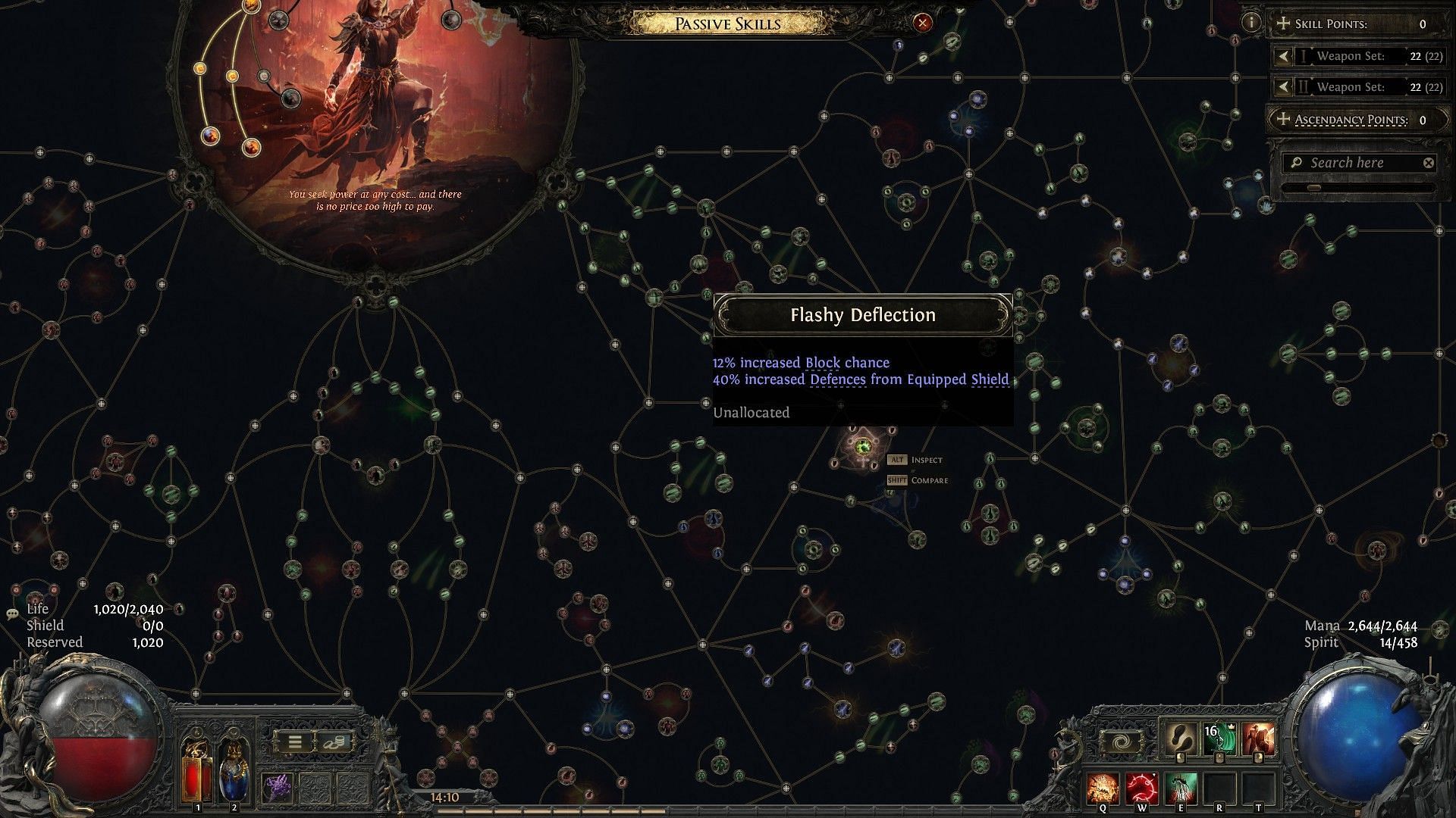 Required Flashy Deflection node far away from the usual nodes (Image via GGG)