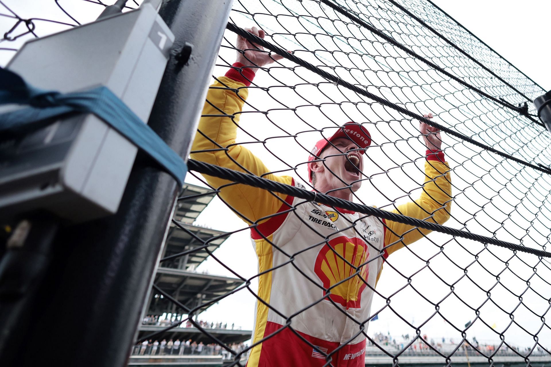 Josef Newgarden, celebrates after winning the 108th Running of the Indianapolis 500 - Source: Getty