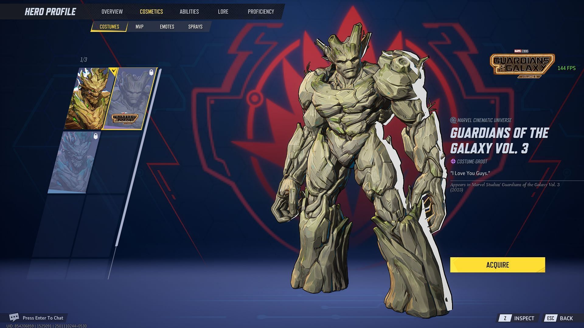 Groot (Guardians of the Galaxy Volume 3) skin (Image via NetEase Games)