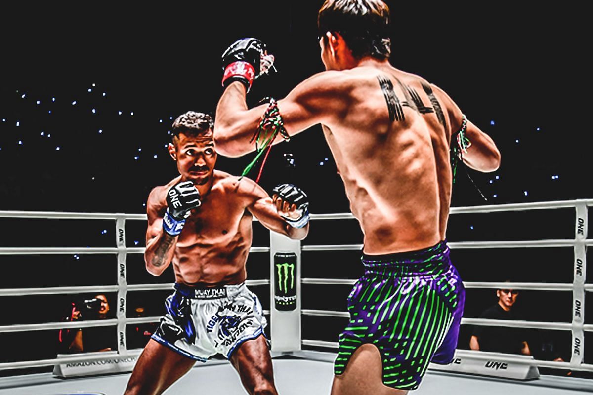 Felipe Lobo fighting Saemapetch for the first time in April 2023. [Photo via: ONE Championship]