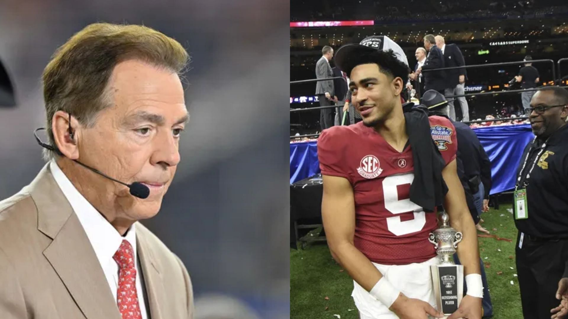 Retired coach Nick Saban and QB Bryce Young