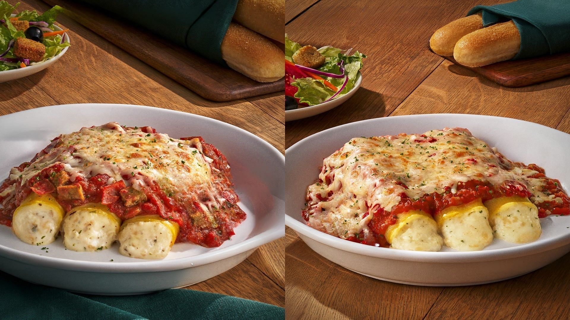 The Four Cheese Manicotti and the Three Meat Manicotti are back on their shelves for a limited time (Image via Instagram/@olivegarden)