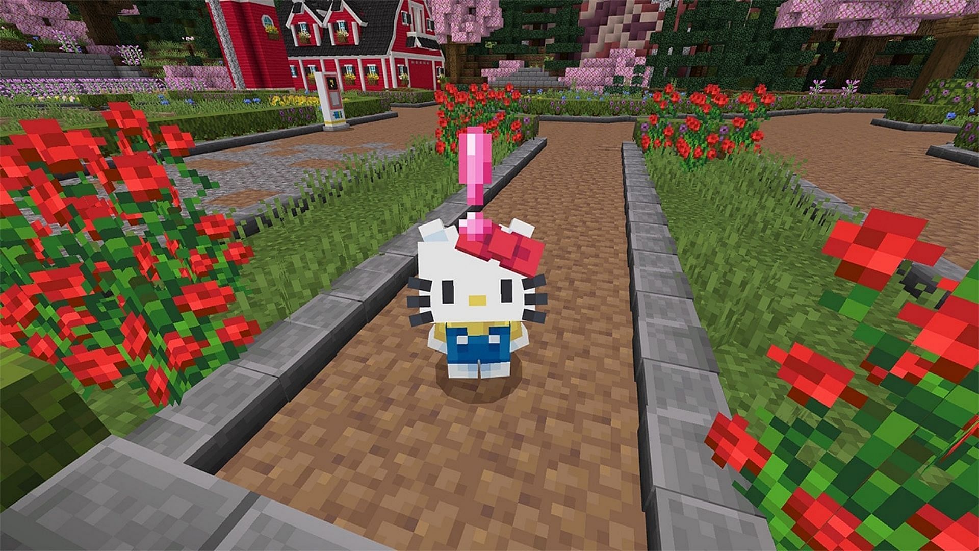 Minecraft recently released Hello Kitty DLC for Bedrock Edition (Image via Mojang Studios)