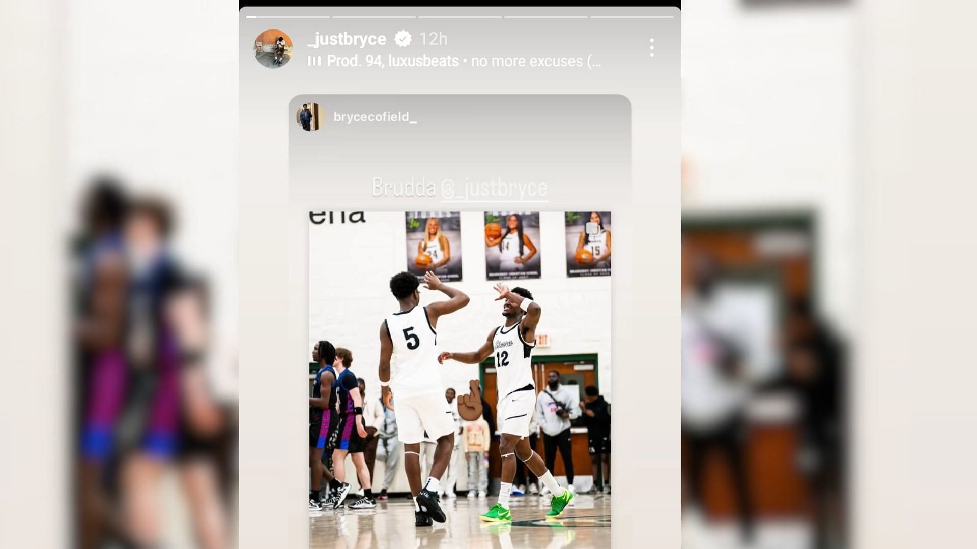 LeBron James&#039; son Bryce James shares candid on-court moment with teammate Bryce Cofield as he returns to action. (Image vis Instagram @_justbryce)