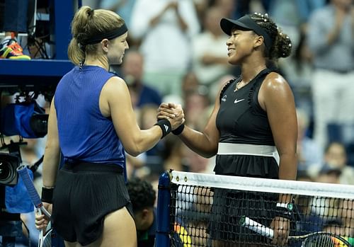 Naomi Osaka (R) pictured with Karolina Muchova at the 2024 US Open - Image Source: Getty