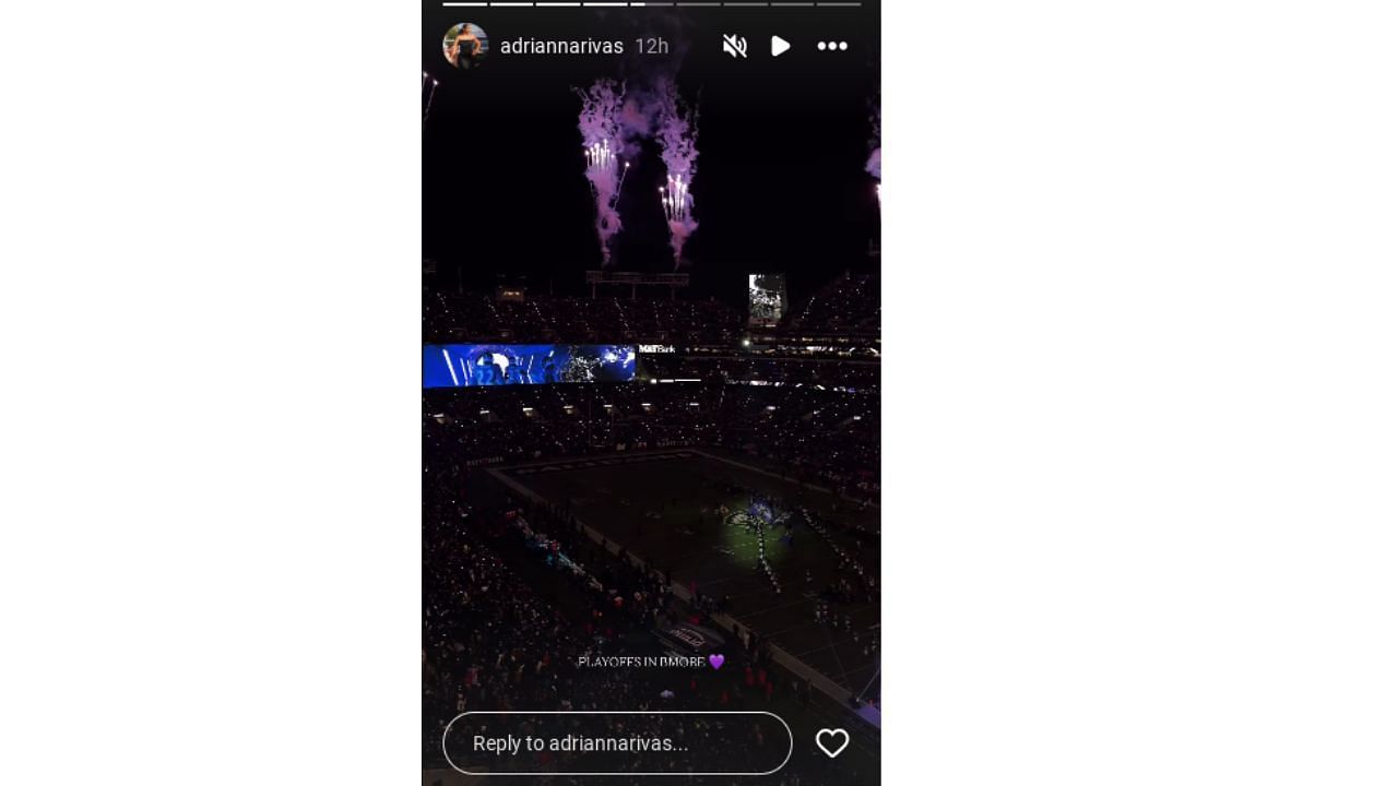 Adrianna Rivas posted about the atmosphere in the M&amp;T Stadium after the Ravens&#039;s win. (Credits: IG/ @adriannarivas)