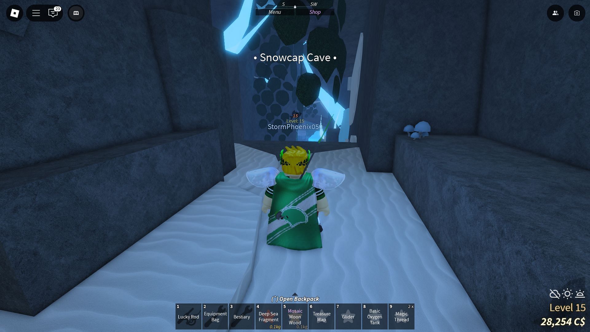 The squid has a decent chance of spawning at the Snowcap Cave (Image via Roblox)