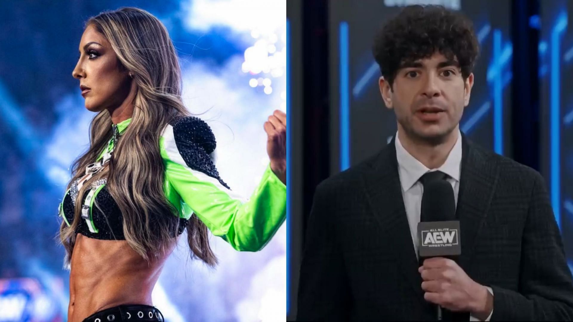 Britt Baker (left) and Tony Khan (right) (Image credits: AEW&rsquo;s YouTube and Britt Baker&rsquo;s Instagram)