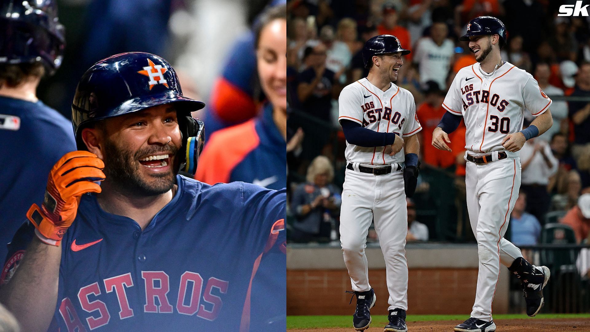 Jose Altuve of the Houston Astros celebrates hitting a solo home run against the Toronto Blue Jays at Minute Maid Park (Source: Getty)